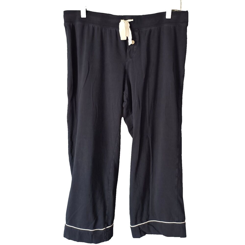 J. Crew Pajama Pants Womens M Blue Crop Stretch Nautical Lounge Sleep PJs Cozy